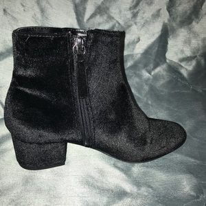 Black velvet booties